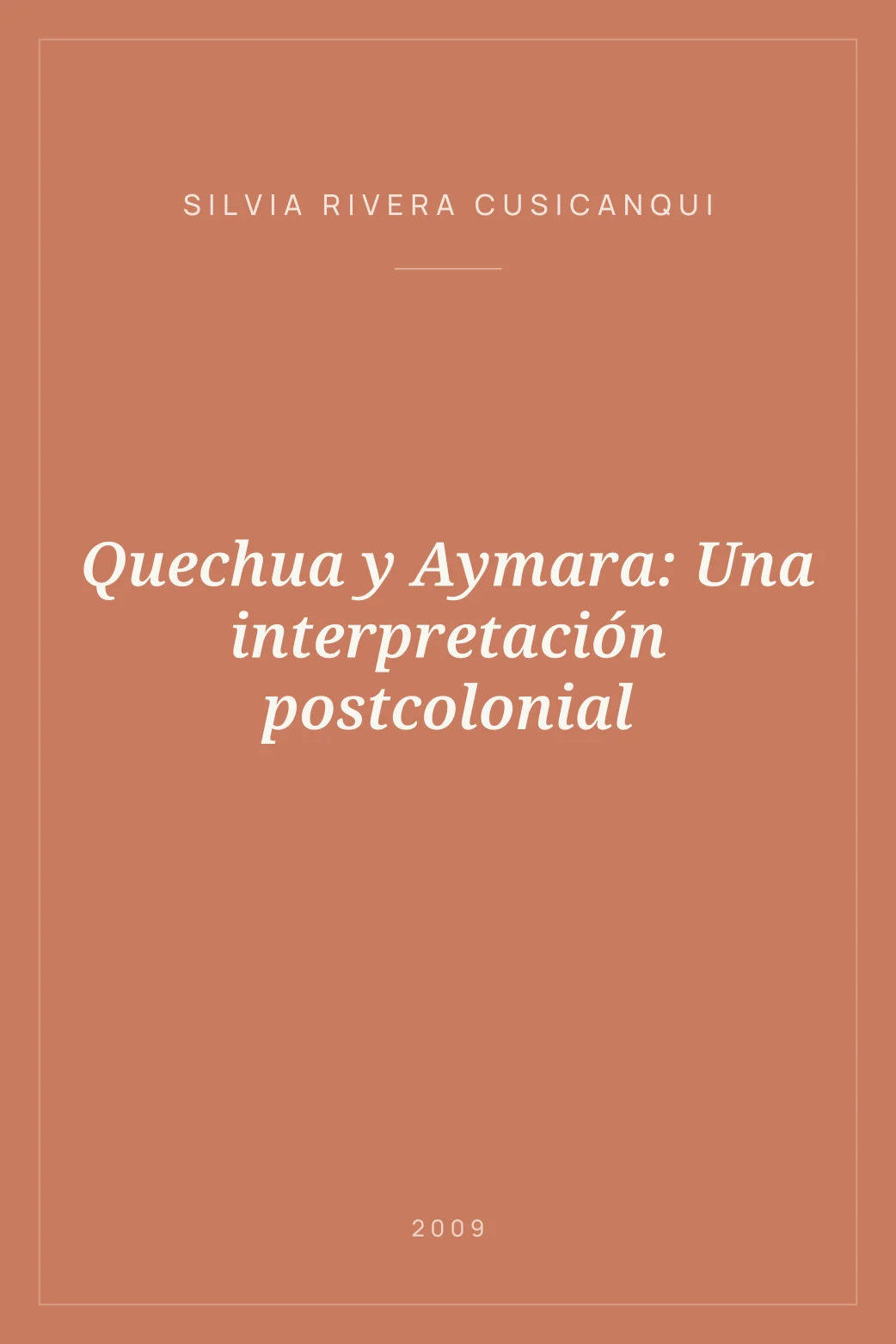 Portada de Quechua y Aymara: Una interpretación postcolonial
