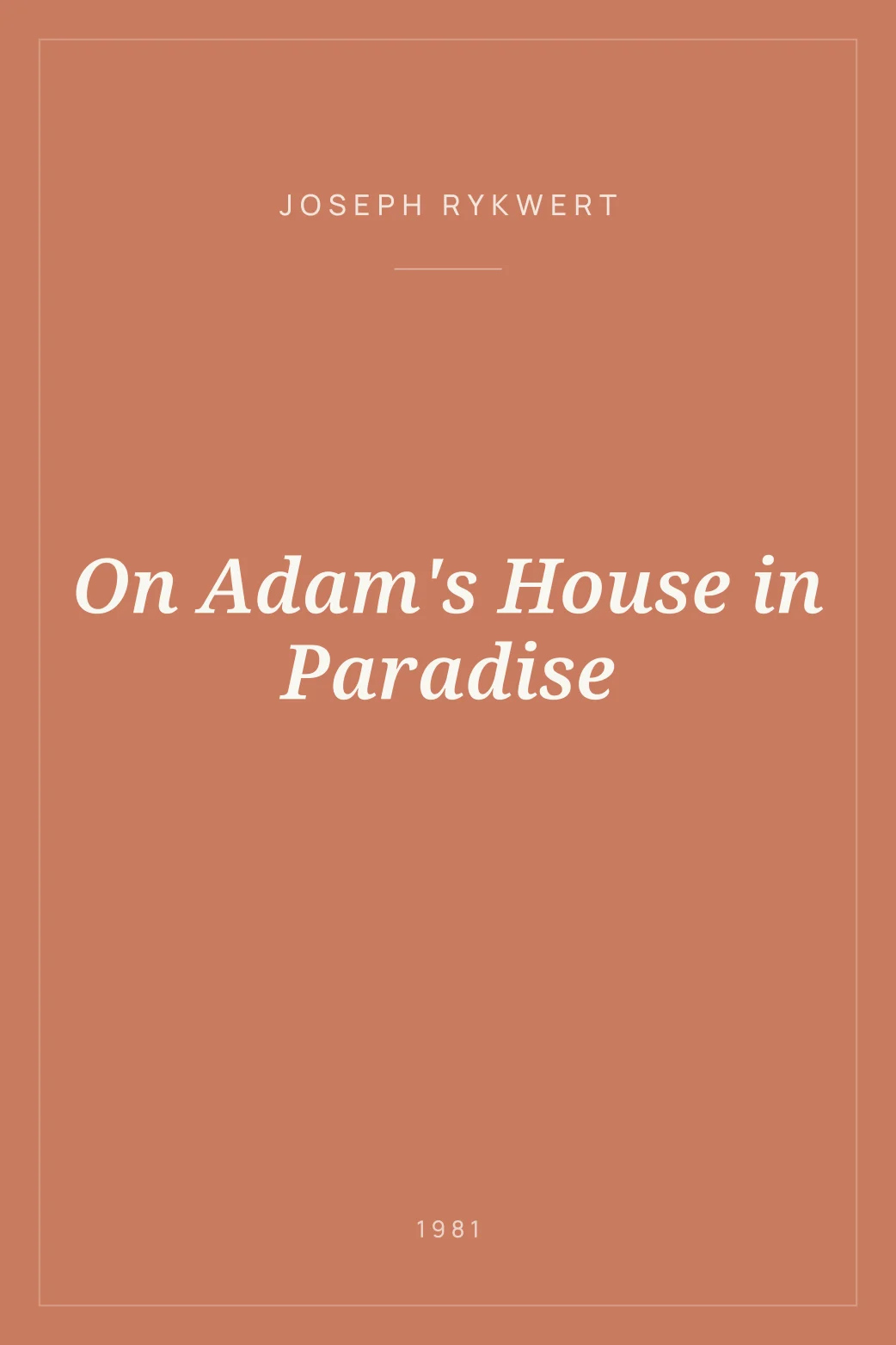 Portada de On Adam's House in Paradise