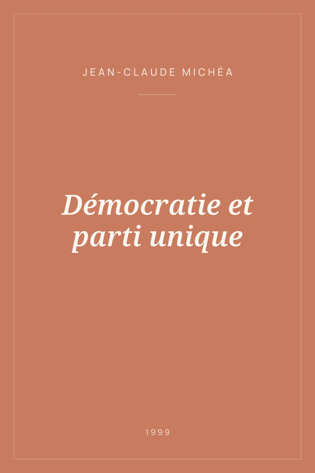 Portada de Démocratie et parti unique