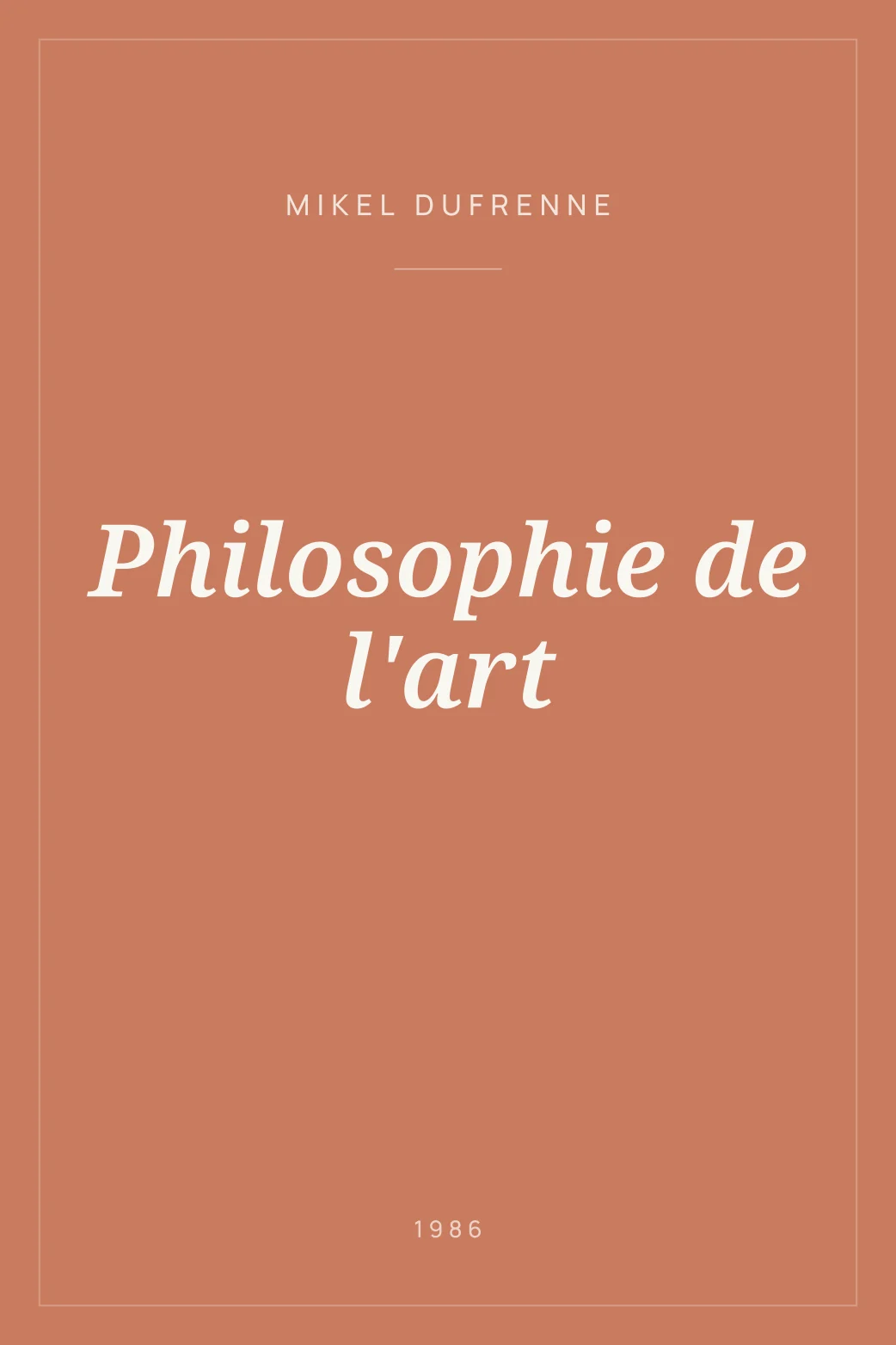 Portada de Philosophie de l'art