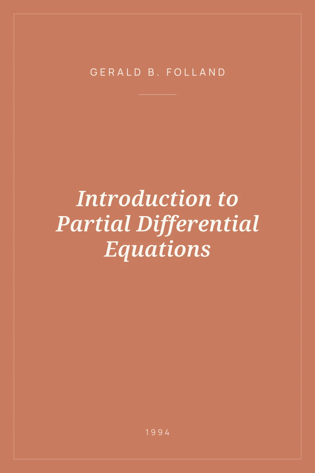 Portada de Introduction to Partial Differential Equations