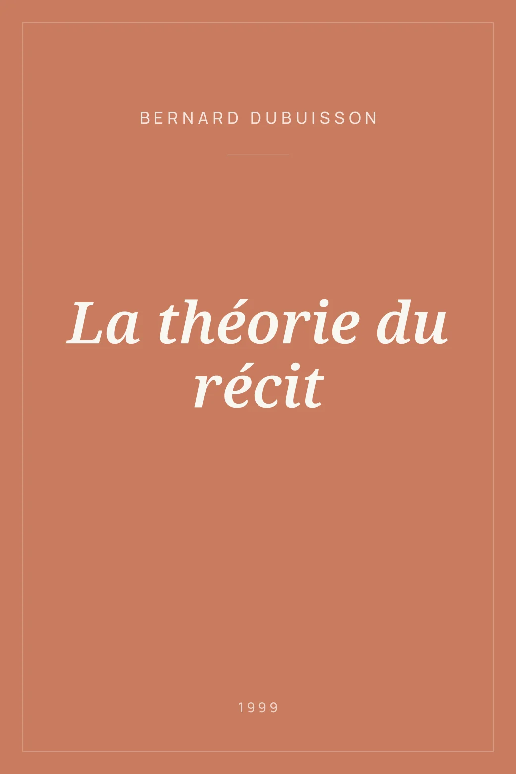 Portada de La théorie du récit