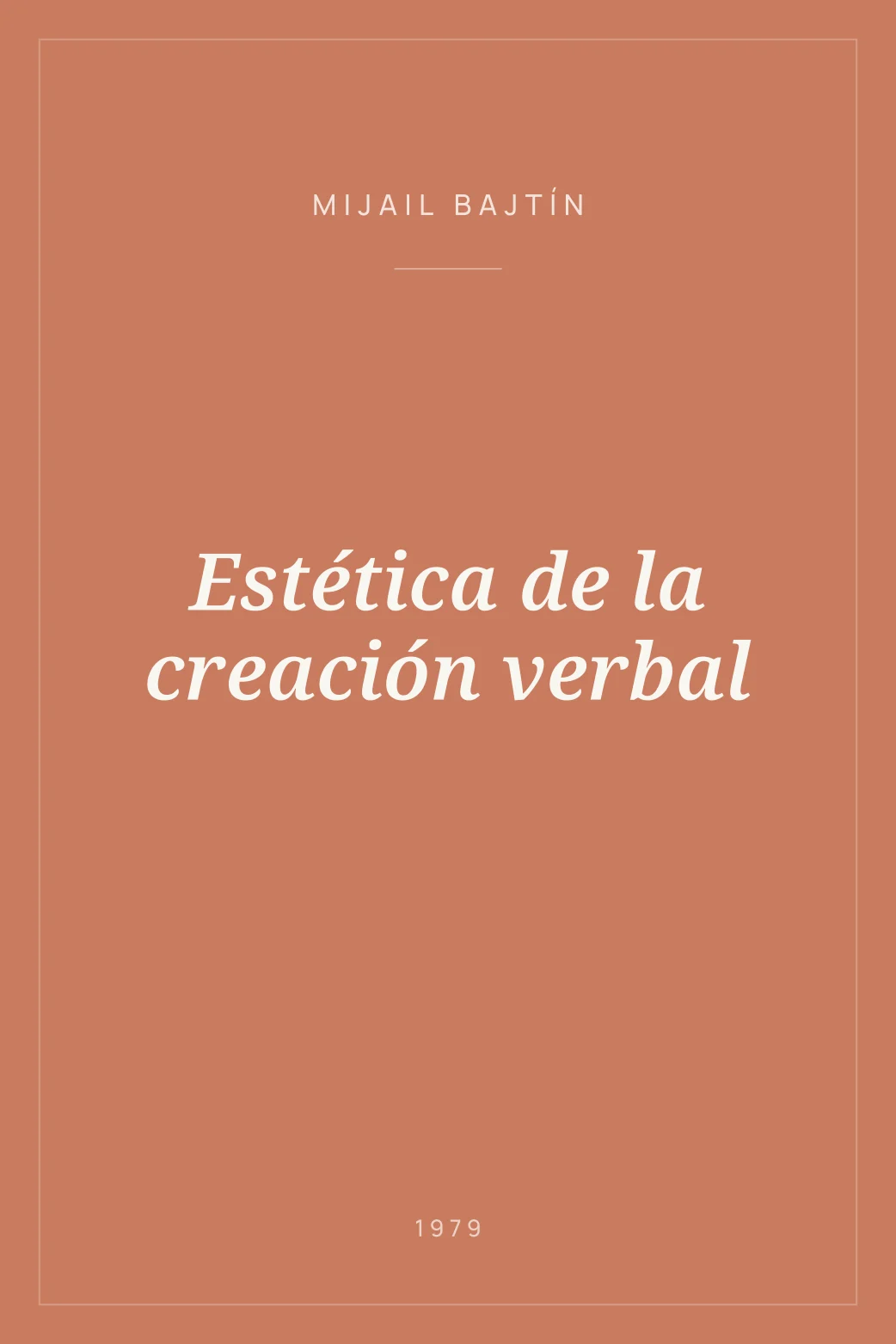 Portada de Estética de la creación verbal