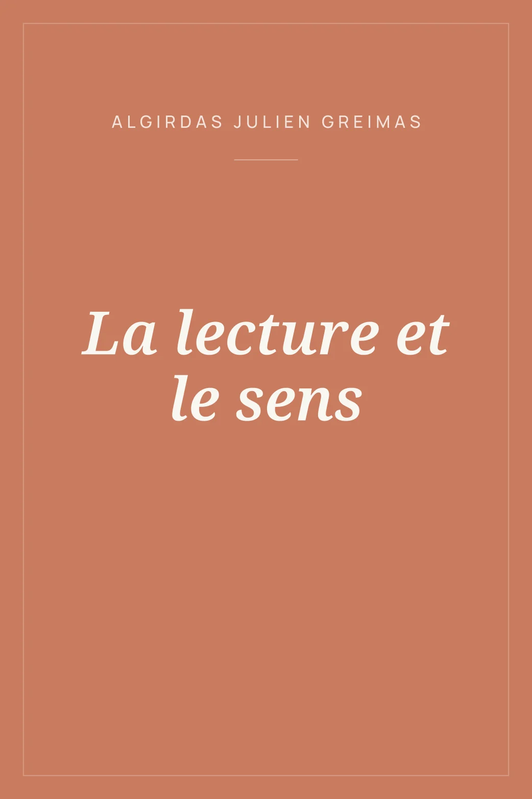 Portada de La lecture et le sens