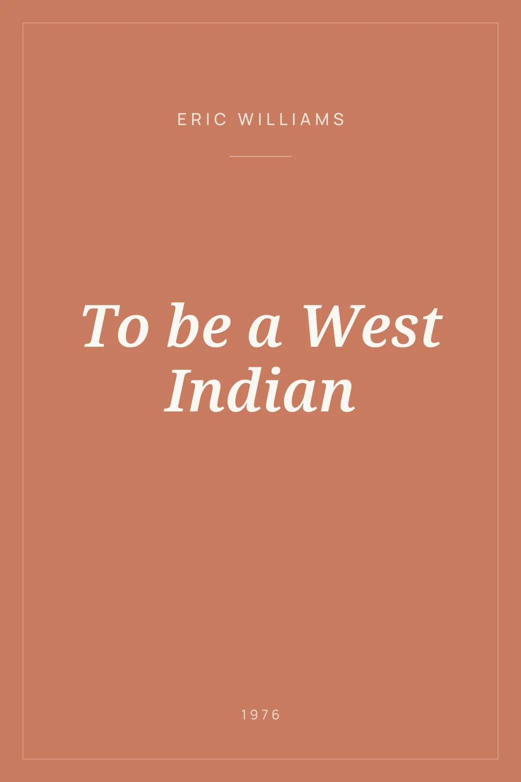 Portada de To be a West Indian