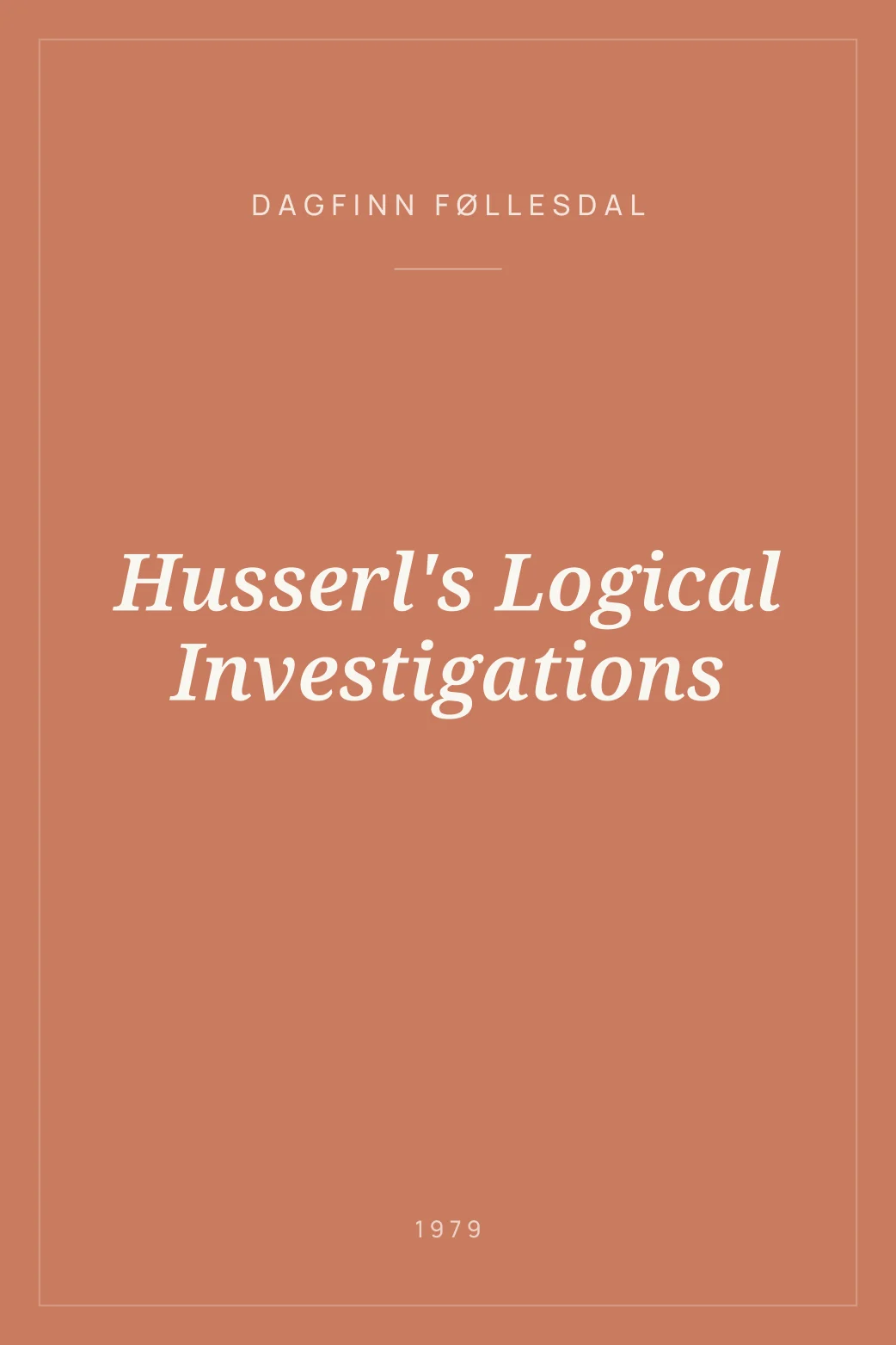 Portada de Husserl's Logical Investigations