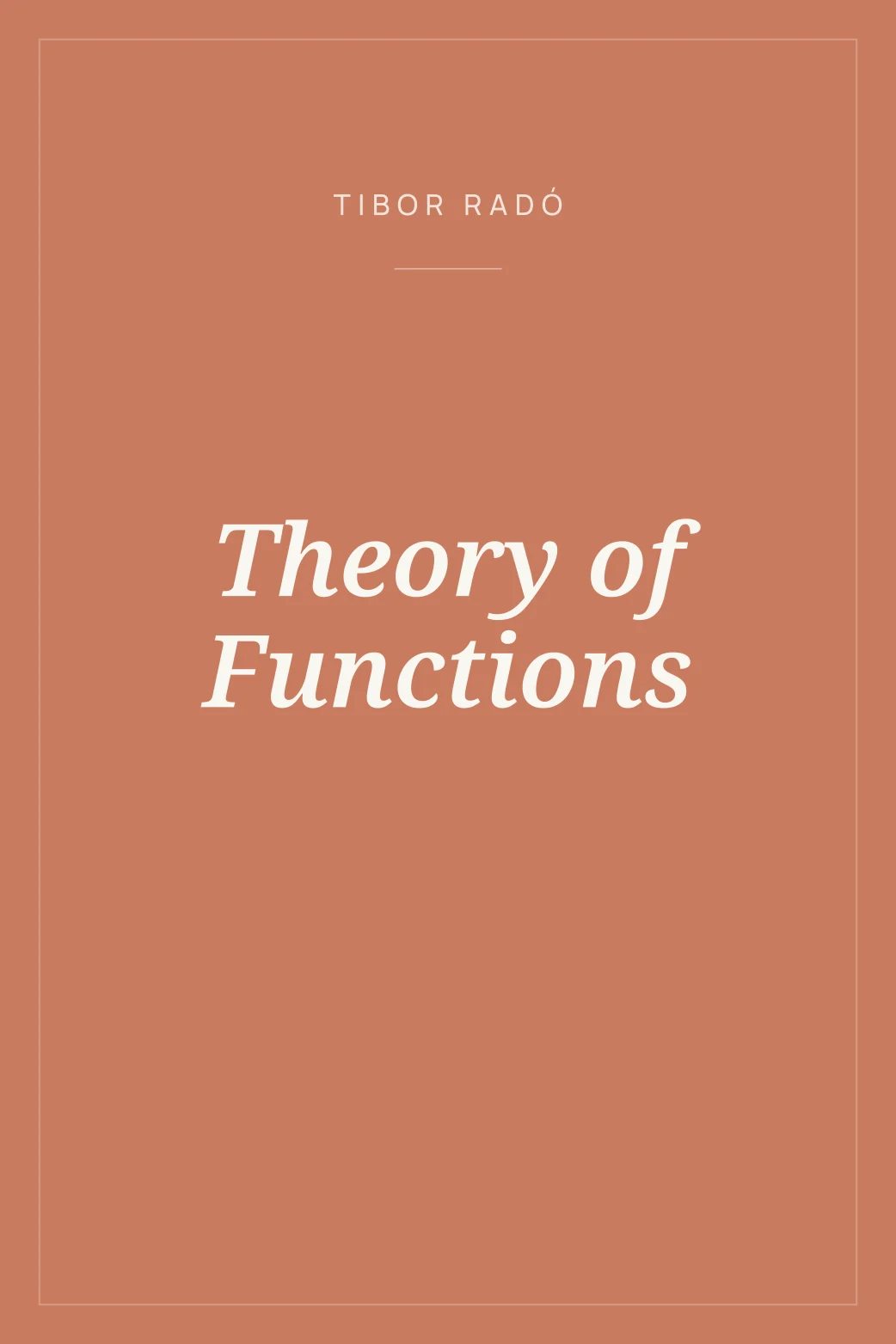 Portada de Theory of Functions