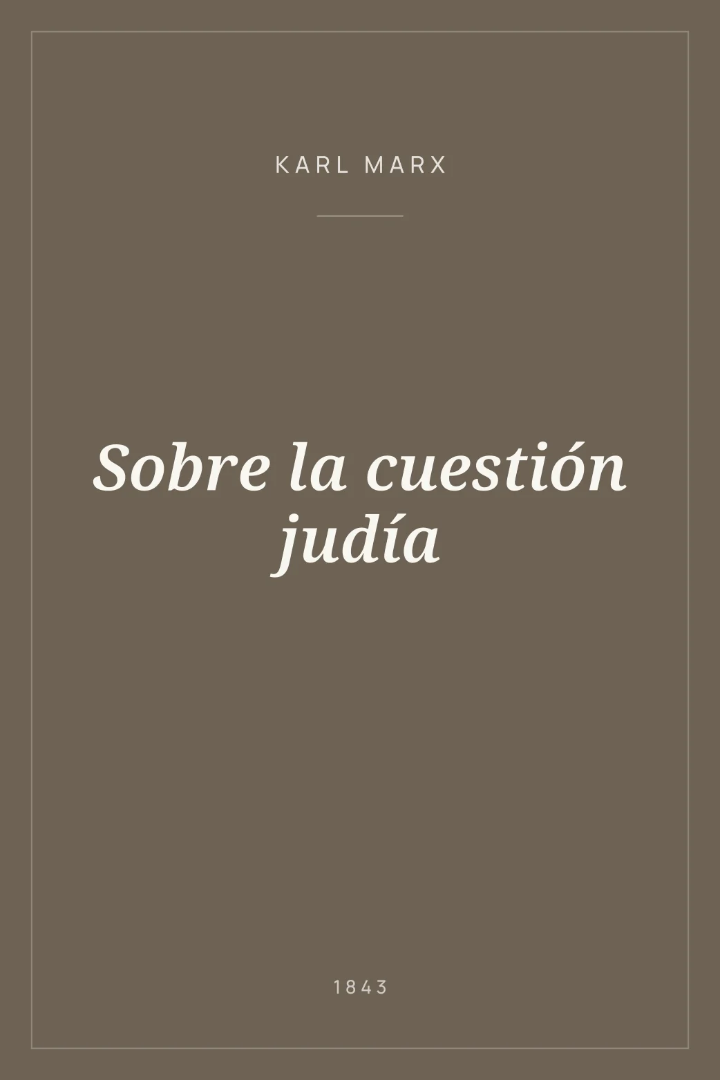 Portada de Sobre la cuestión judía