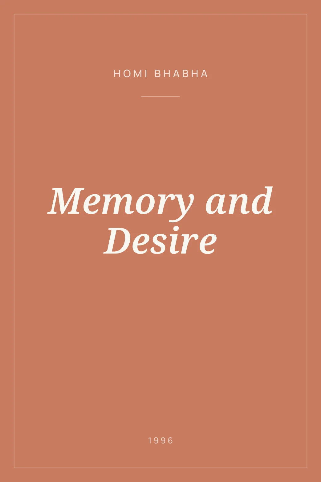 Portada de Memory and Desire