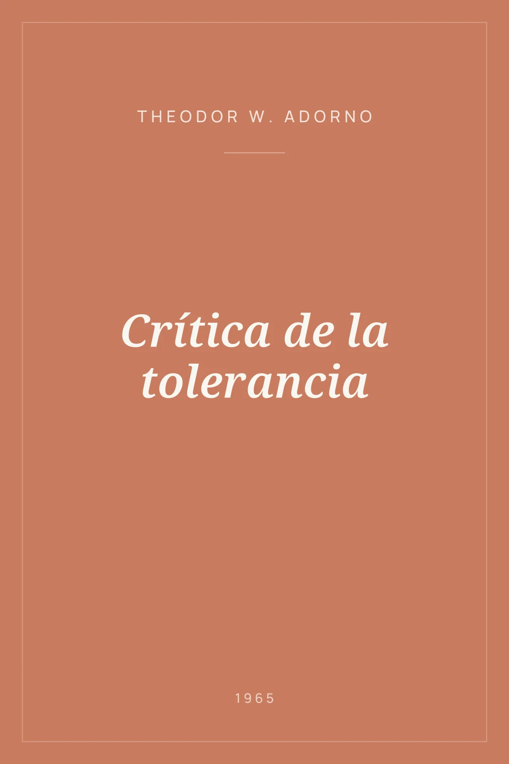 Portada de Crítica de la tolerancia