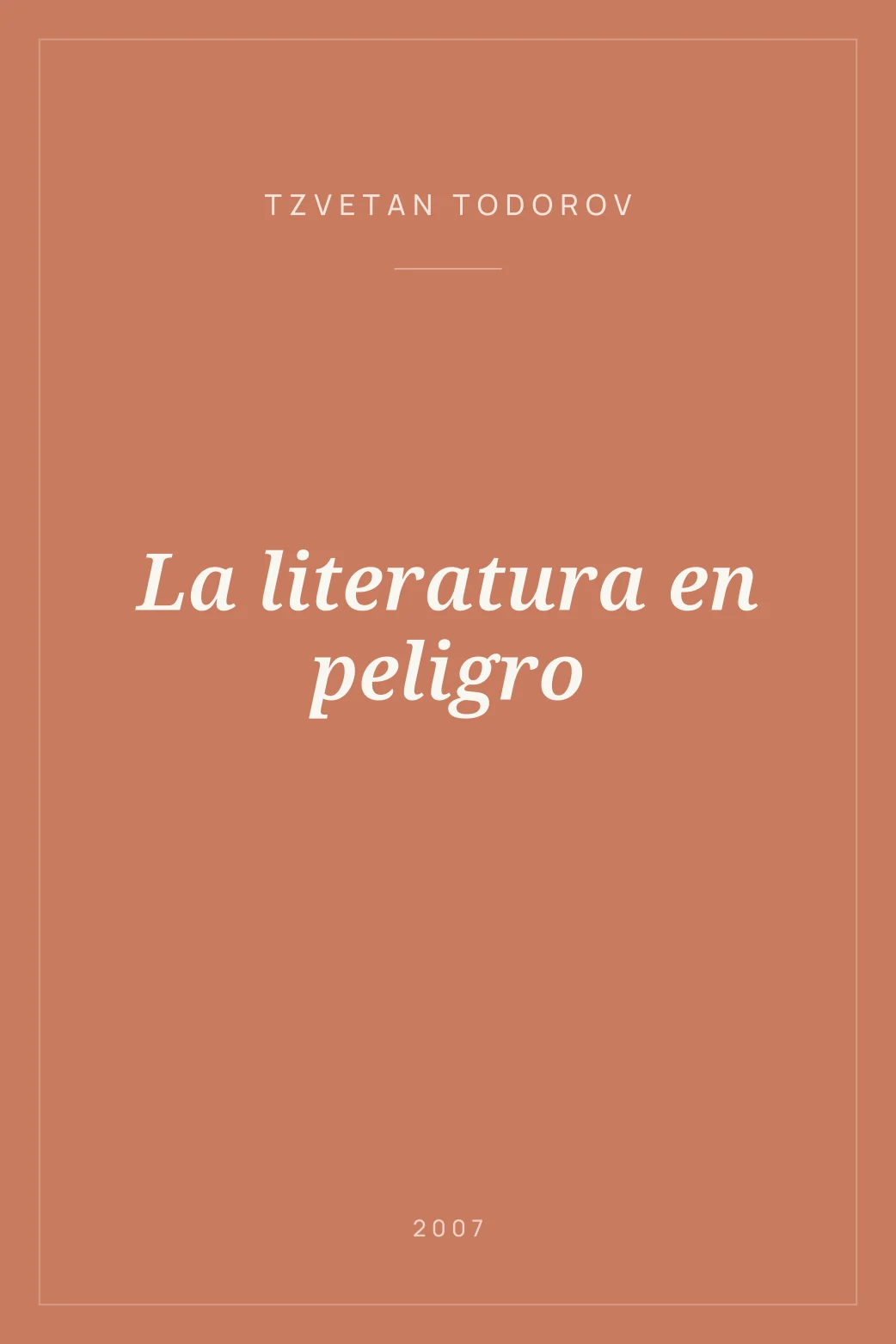 Portada de La literatura en peligro