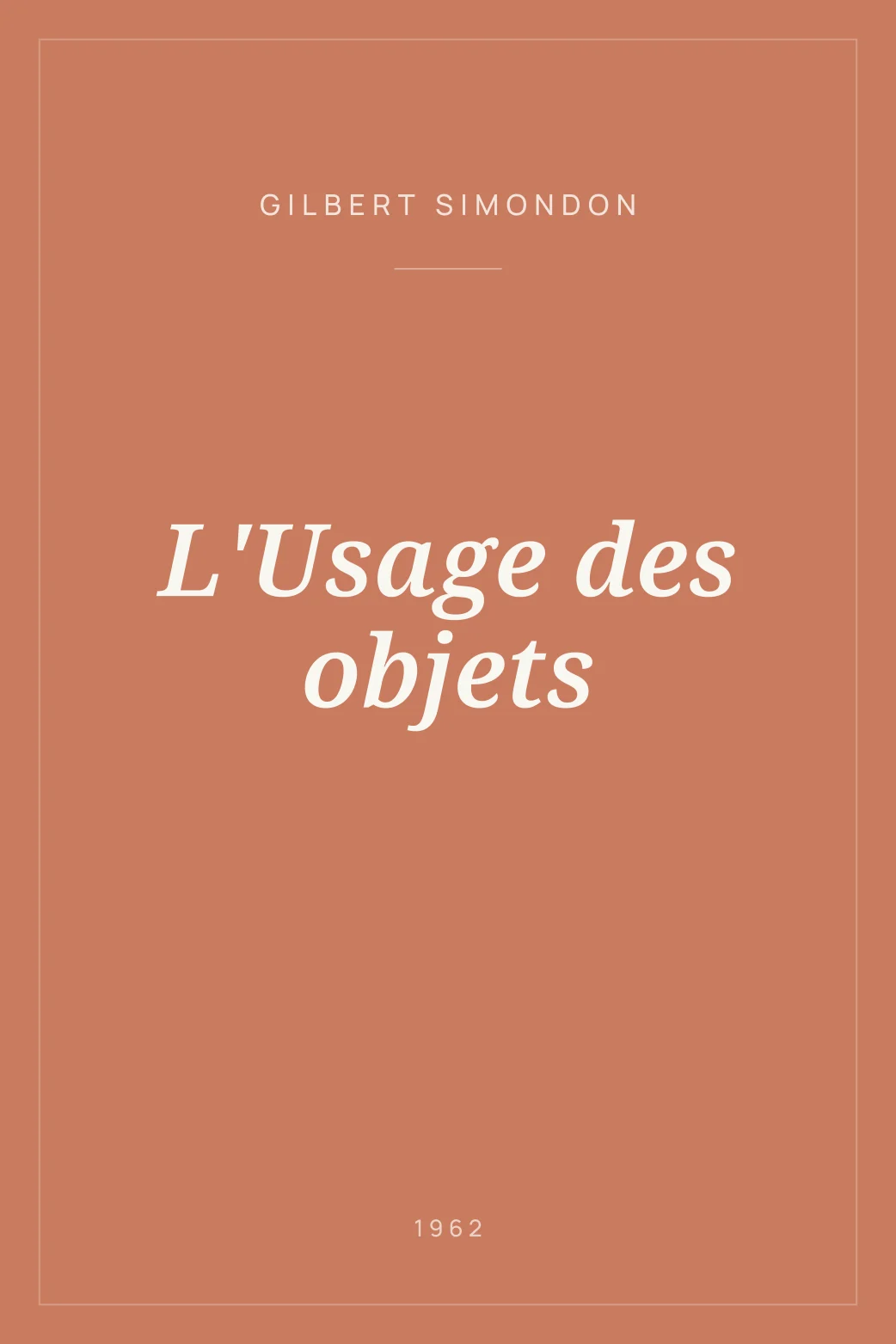 Portada de L'Usage des objets