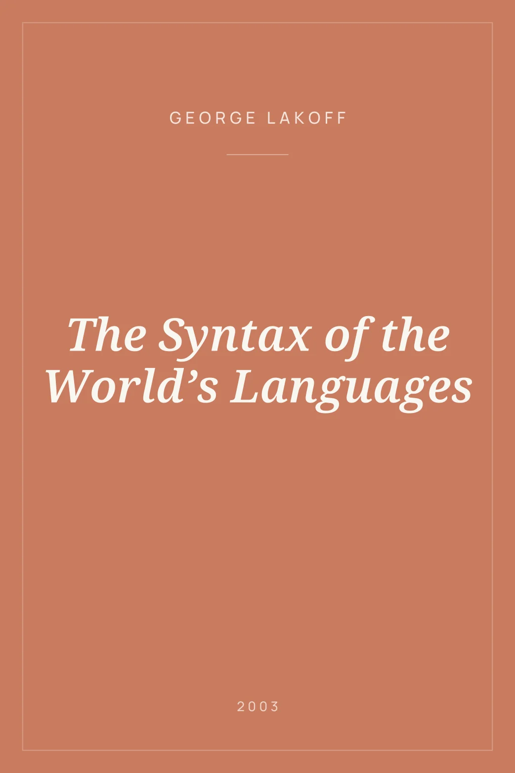 Portada de The Syntax of the World’s Languages