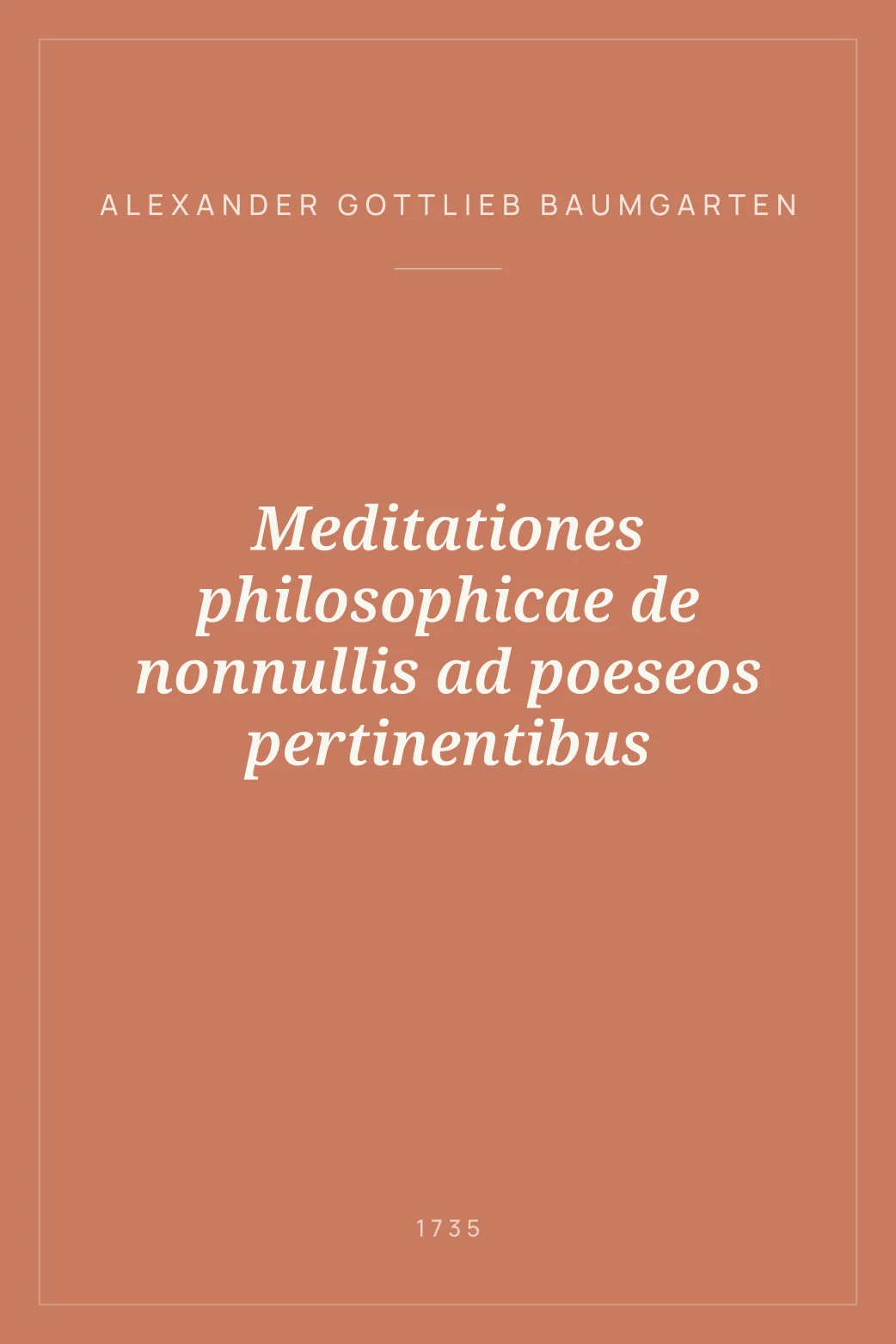 Portada de Meditationes philosophicae de nonnullis ad poeseos pertinentibus