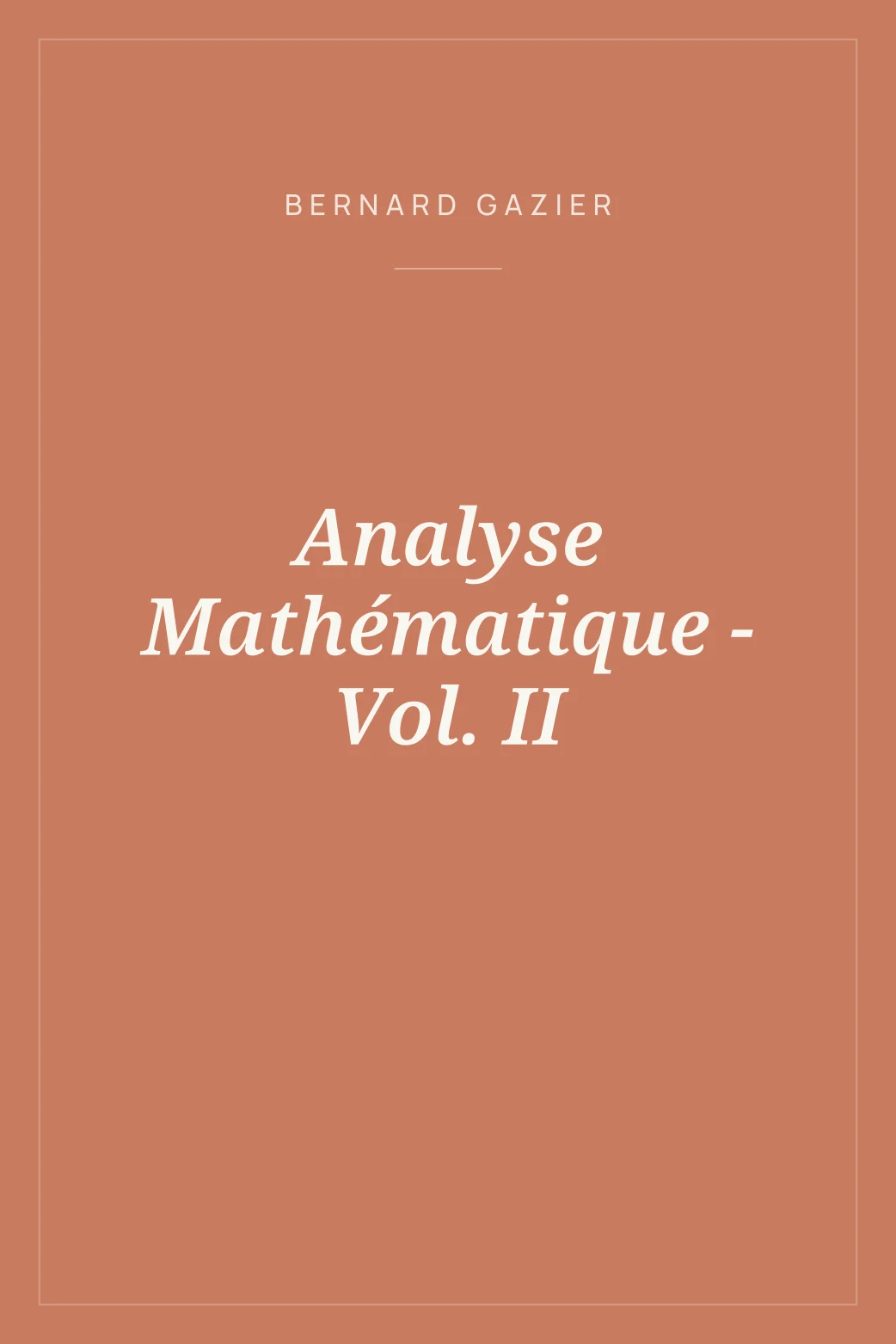 Portada de Analyse Mathématique - Vol. II