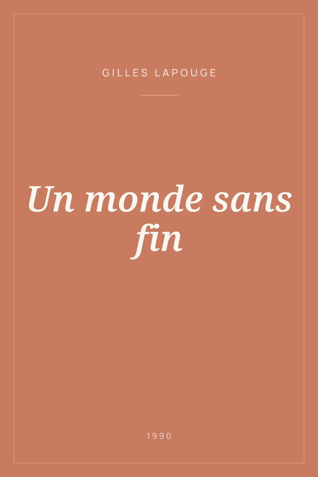 Portada de Un monde sans fin