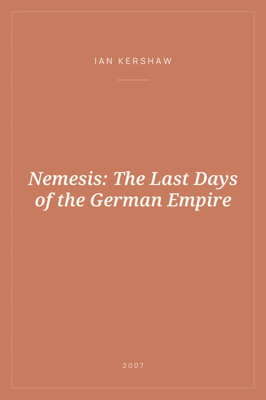 Portada de Nemesis: The Last Days of the German Empire