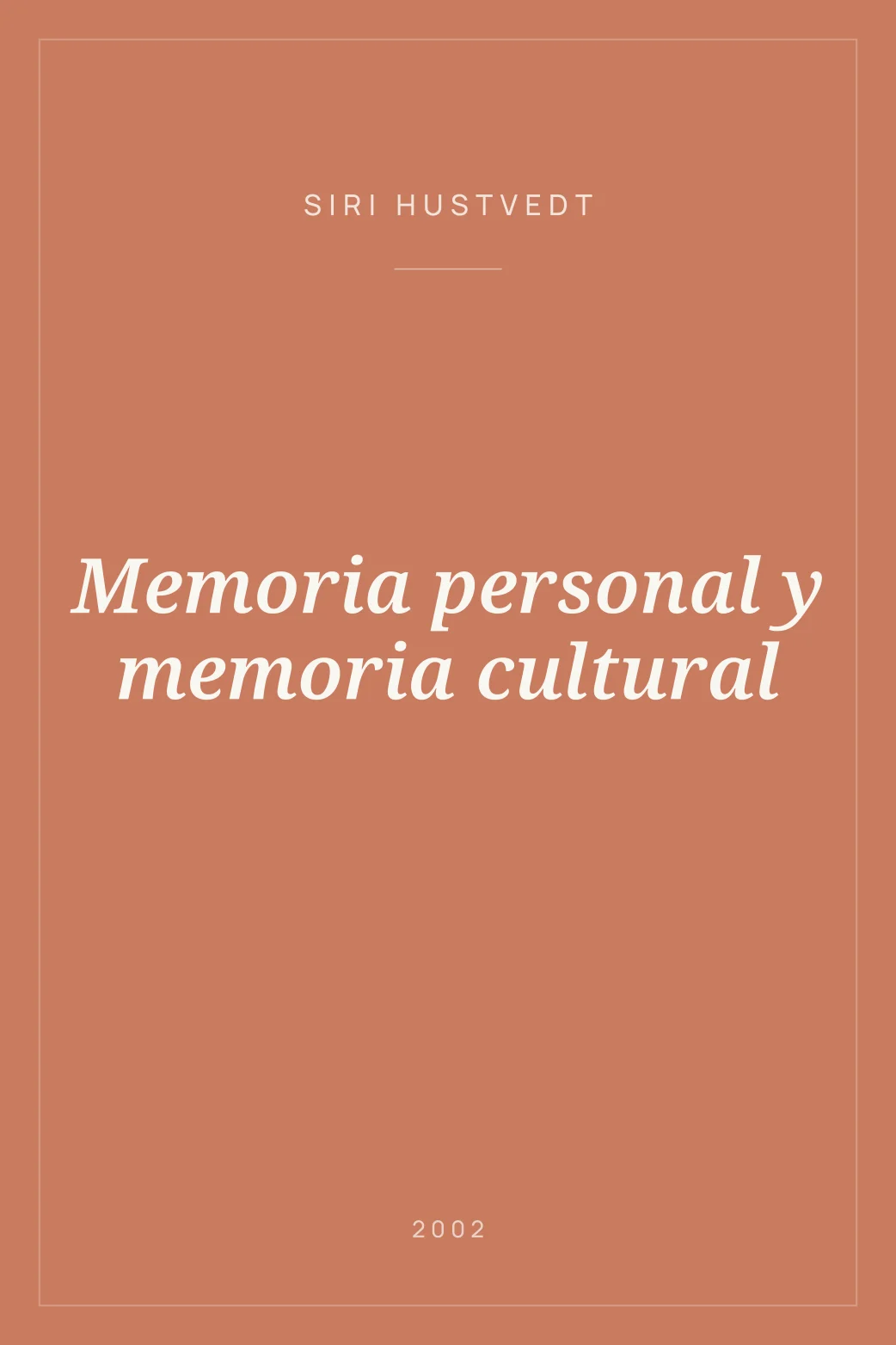 Portada de Memoria personal y memoria cultural