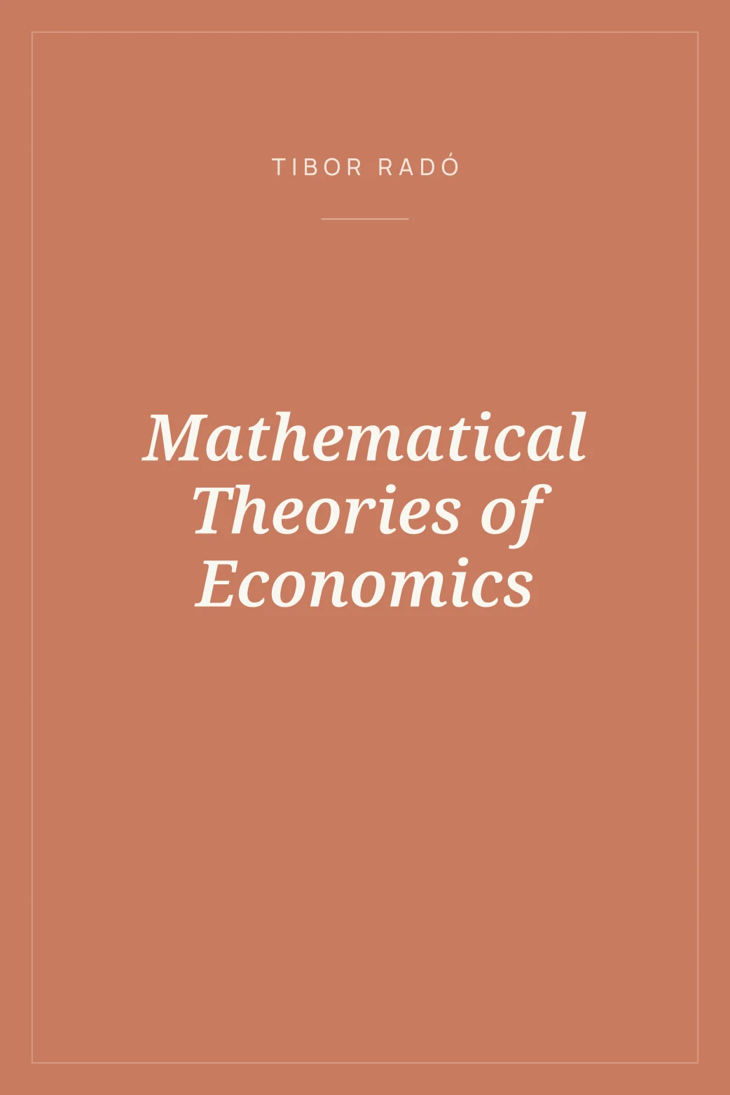 Portada de Mathematical Theories of Economics