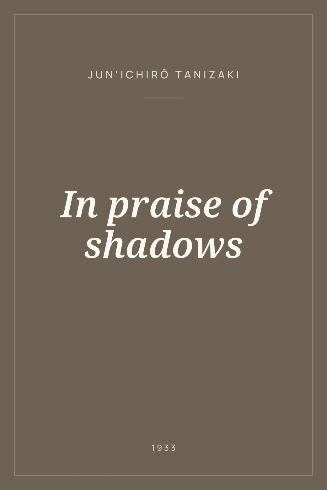 Portada de In praise of shadows