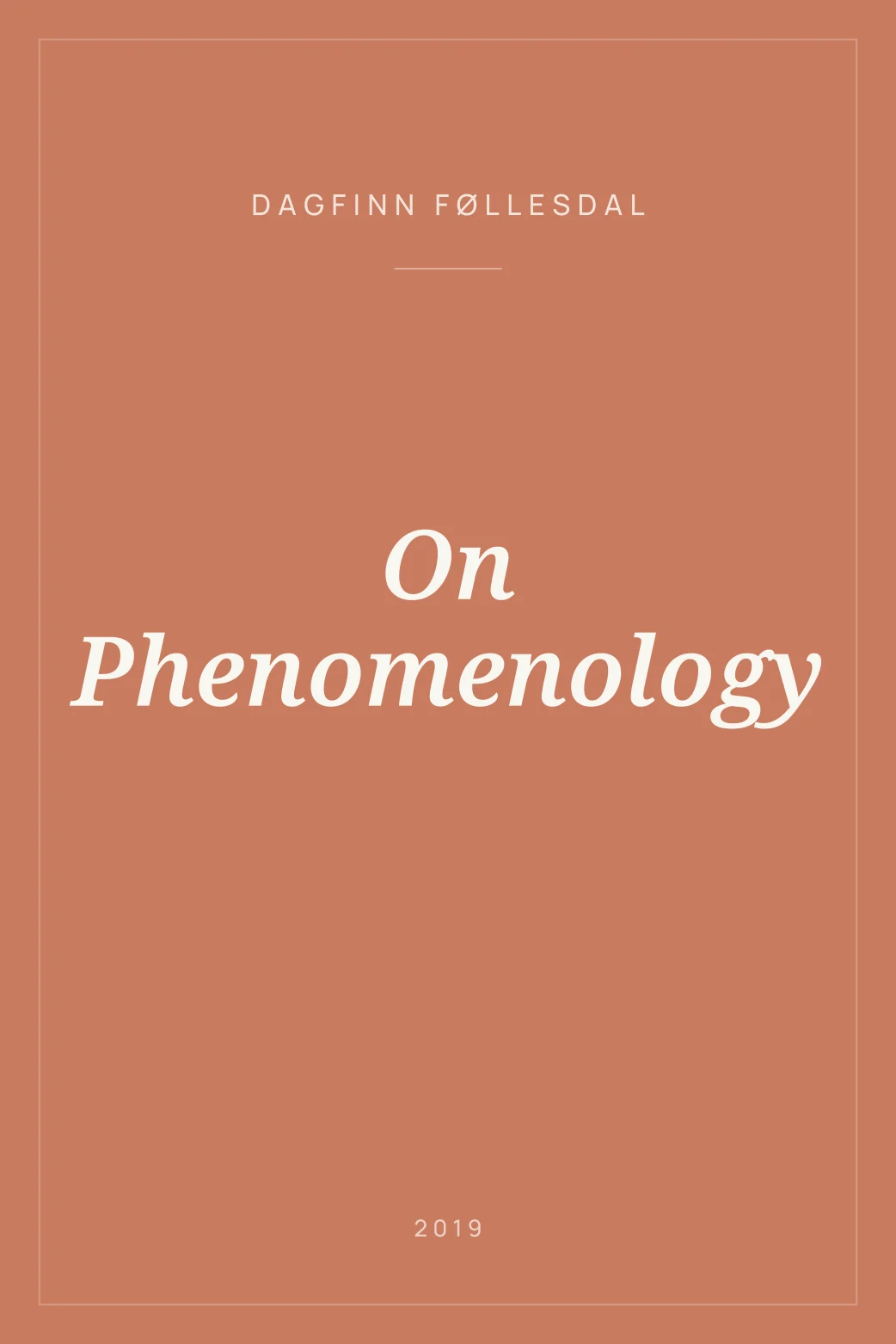 Portada de On Phenomenology