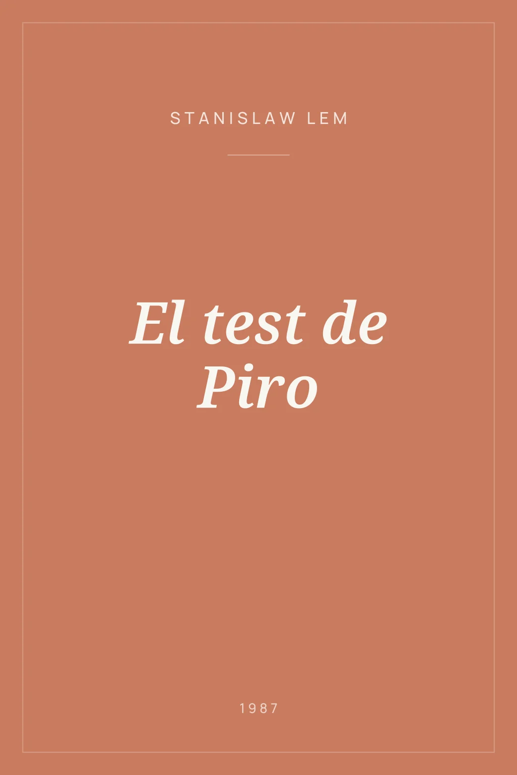 Portada de El test de Piro