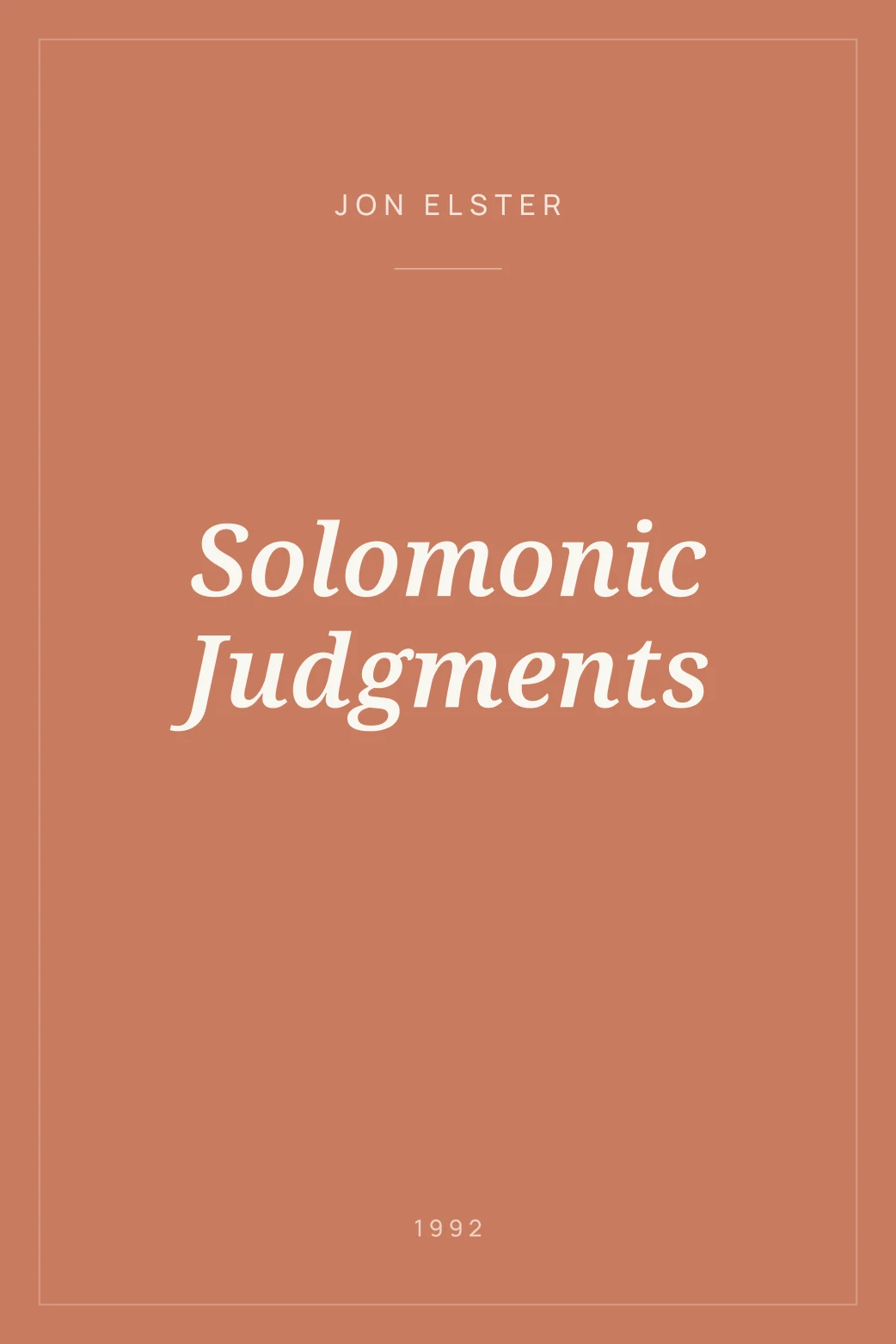 Portada de Solomonic Judgments
