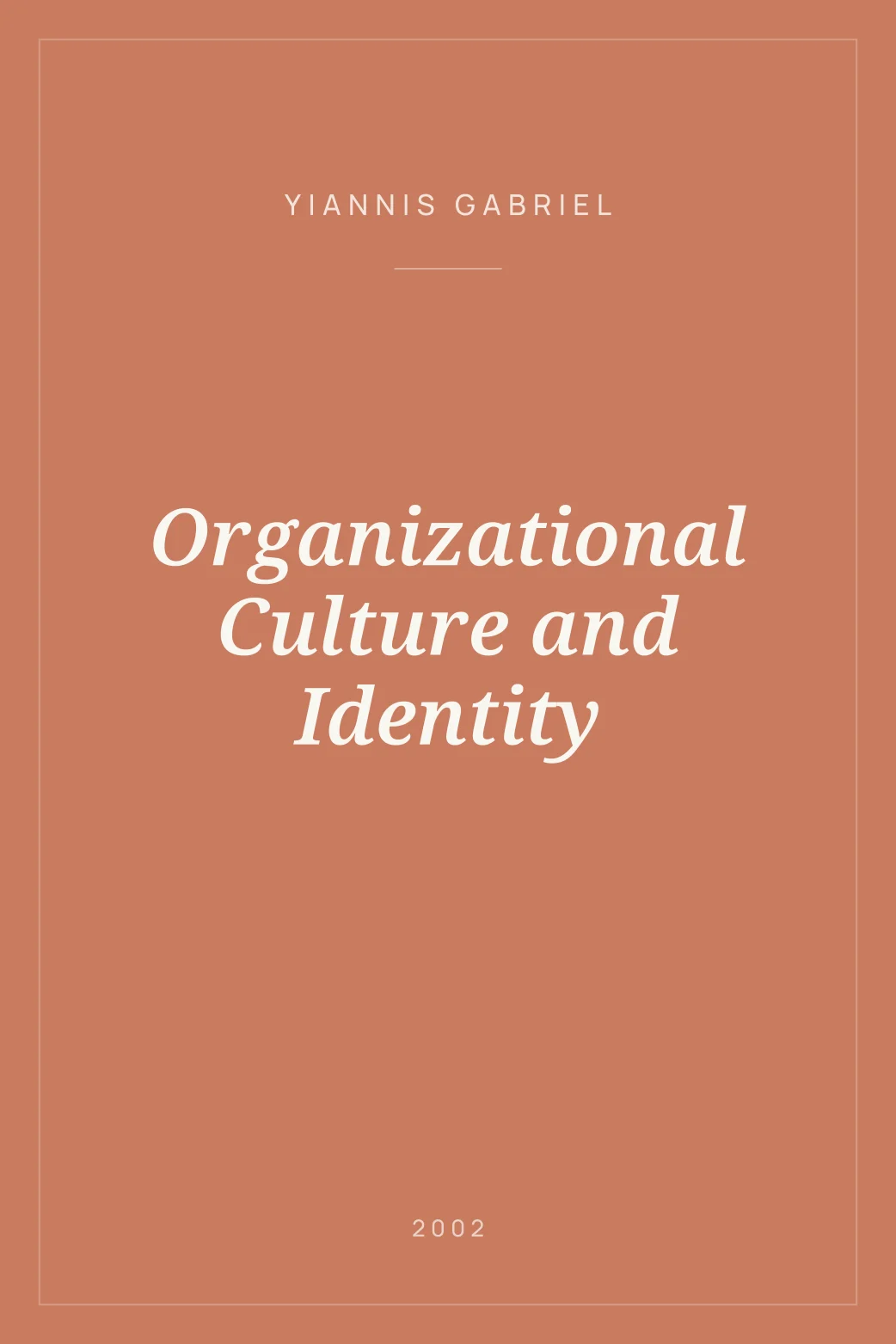 Portada de Organizational Culture and Identity