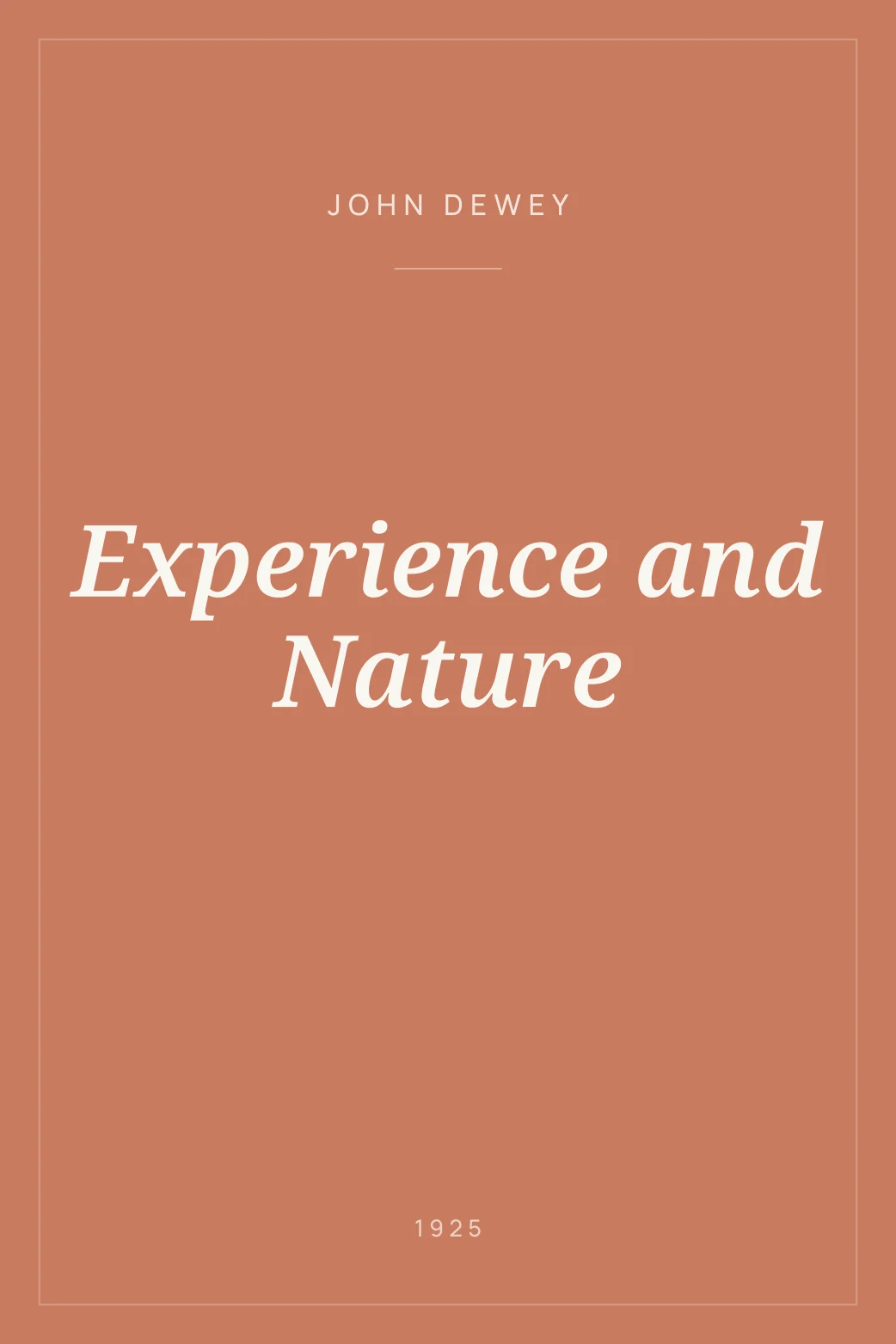 Portada de Experience and Nature