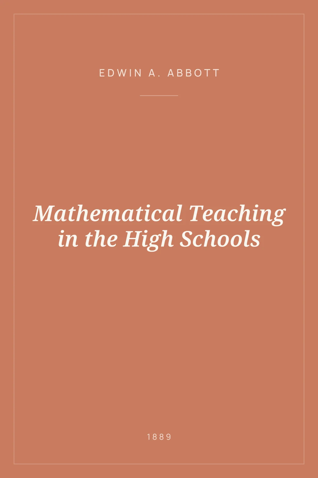 Portada de Mathematical Teaching in the High Schools