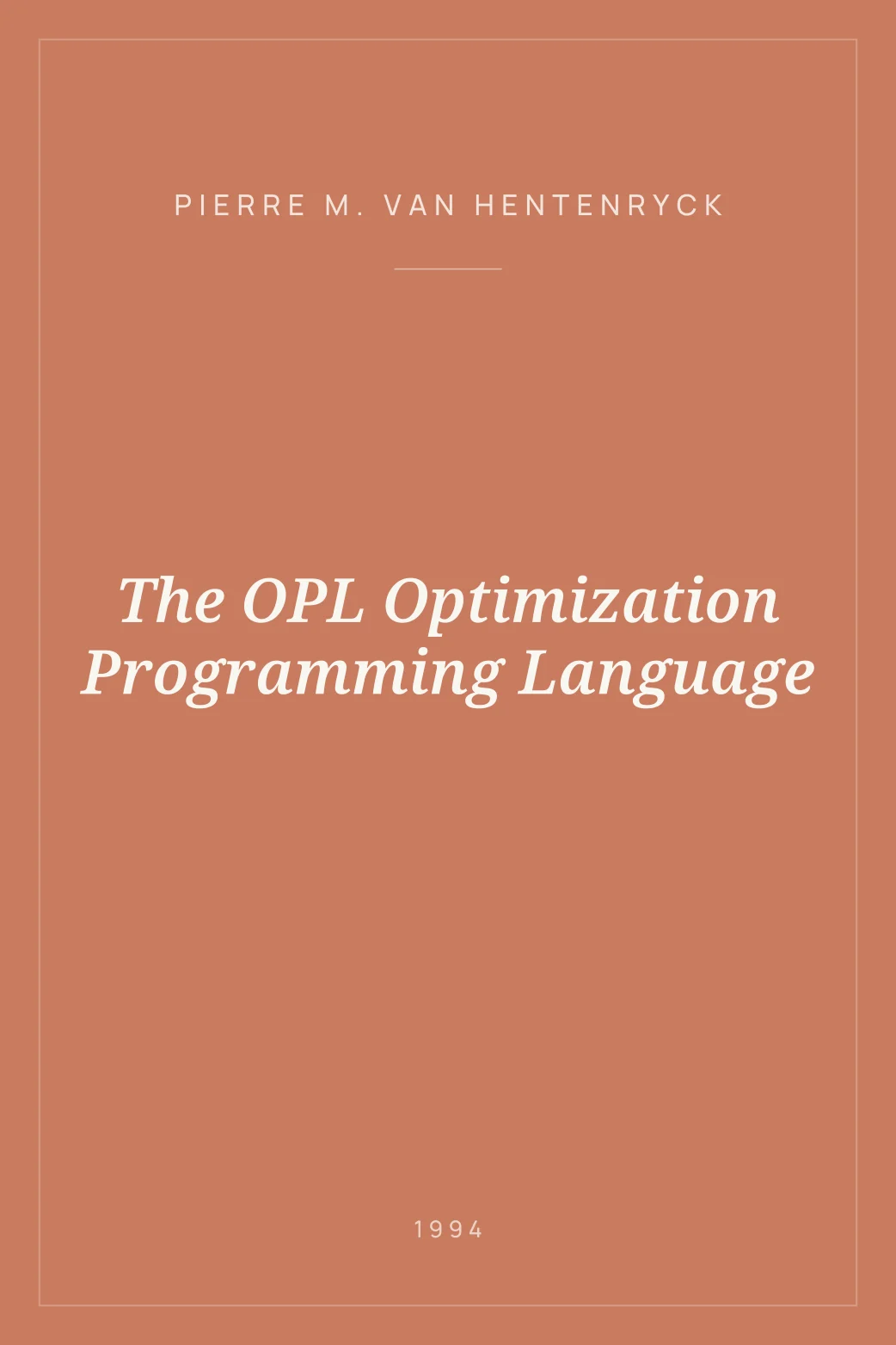 Portada de The OPL Optimization Programming Language