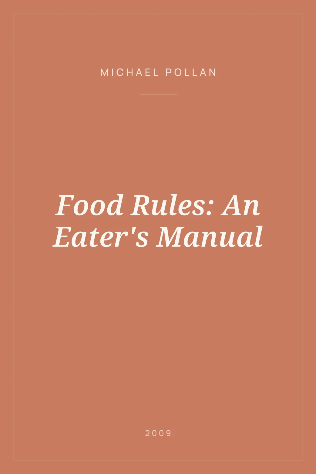 Portada de Food Rules: An Eater's Manual