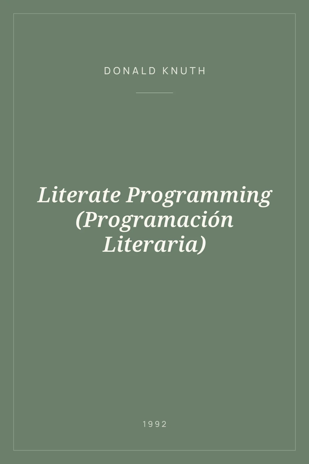 Portada de Literate Programming (Programación Literaria)