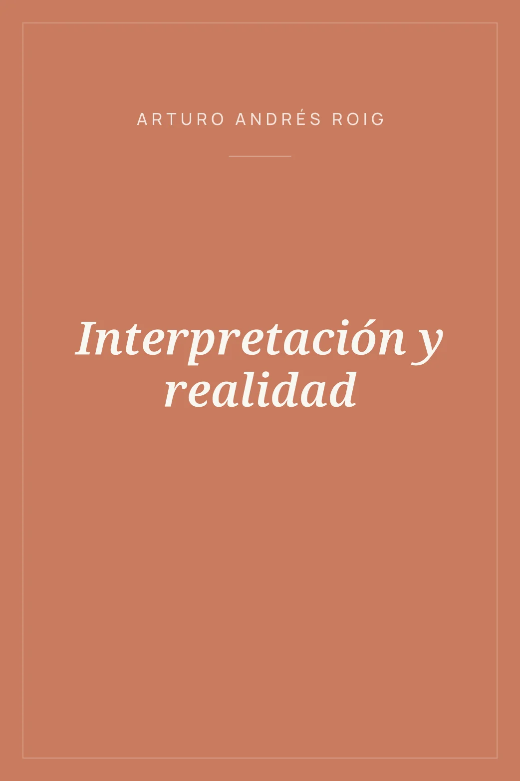 Portada de Interpretación y realidad