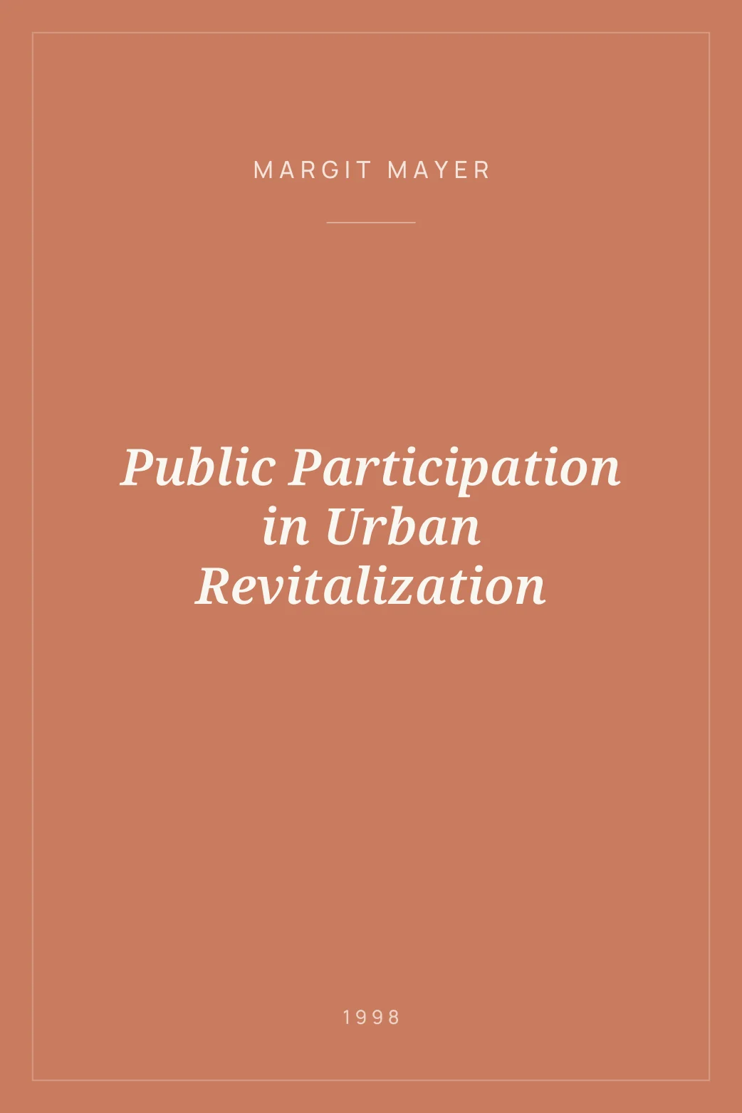Portada de Public Participation in Urban Revitalization