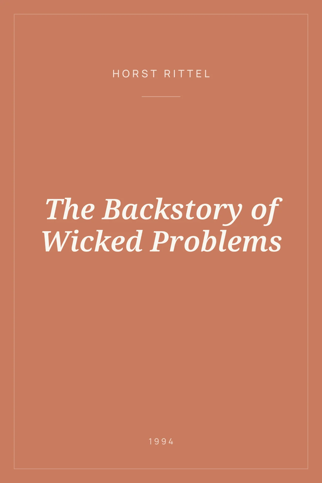 Portada de The Backstory of Wicked Problems
