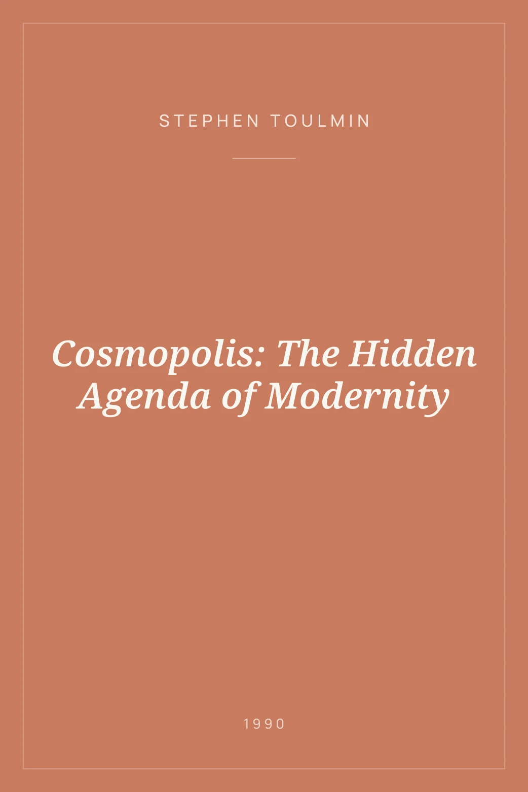 Portada de Cosmopolis: The Hidden Agenda of Modernity