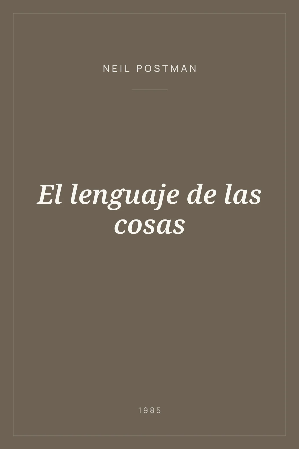 Portada de El lenguaje de las cosas