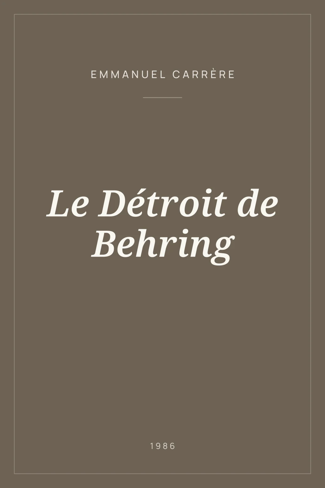 Portada de Le Détroit de Behring