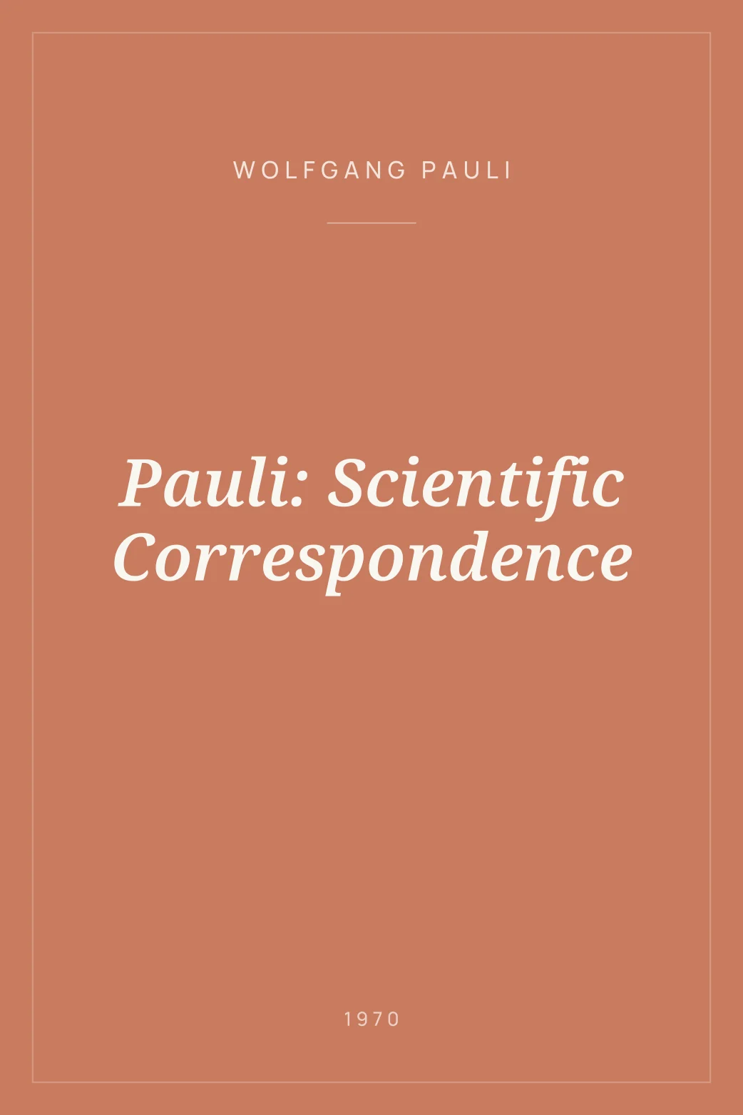 Portada de Pauli: Scientific Correspondence