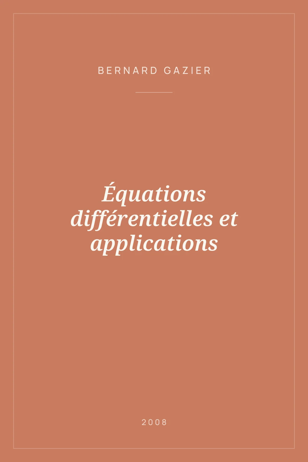 Portada de Équations différentielles et applications