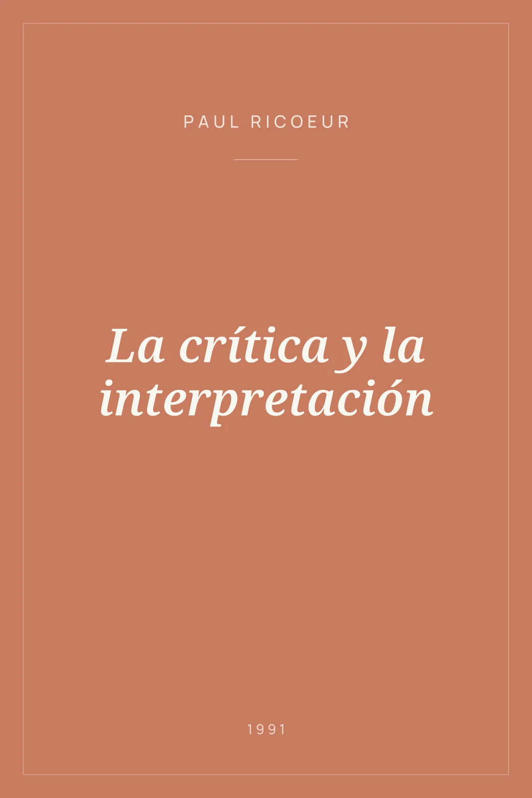 Portada de La crítica y la interpretación