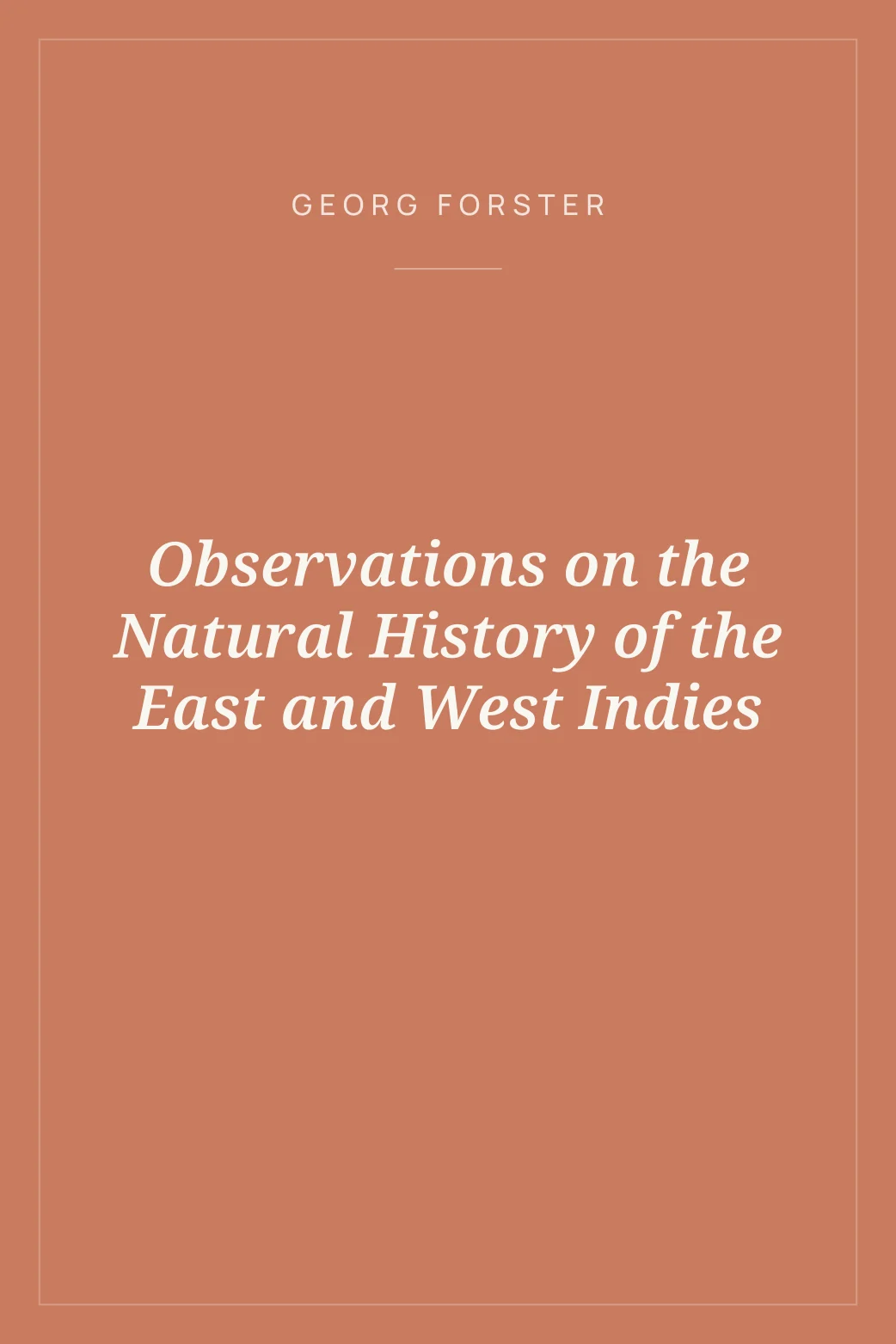 Portada de Observations on the Natural History of the East and West Indies