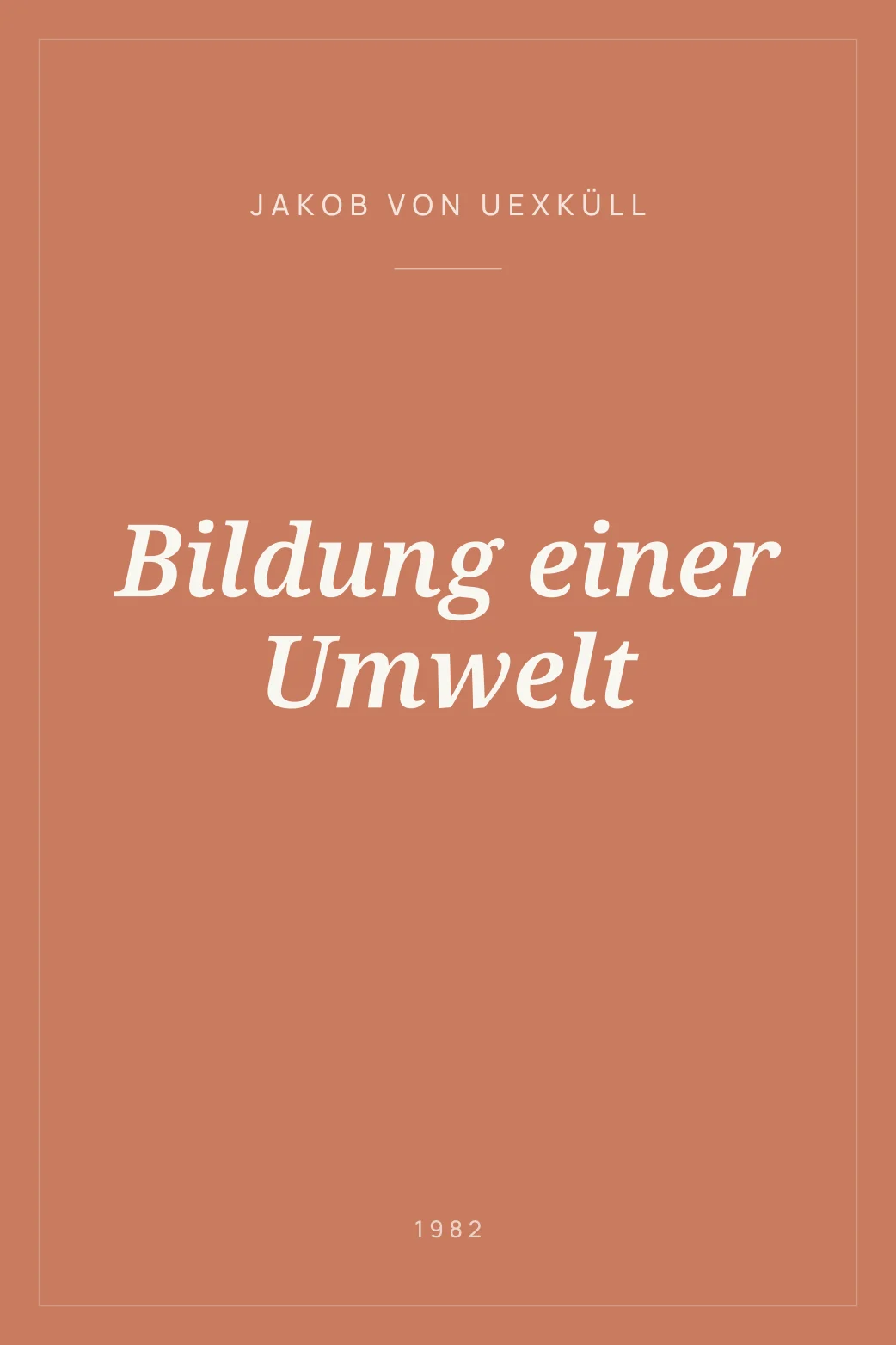 Portada de Bildung einer Umwelt