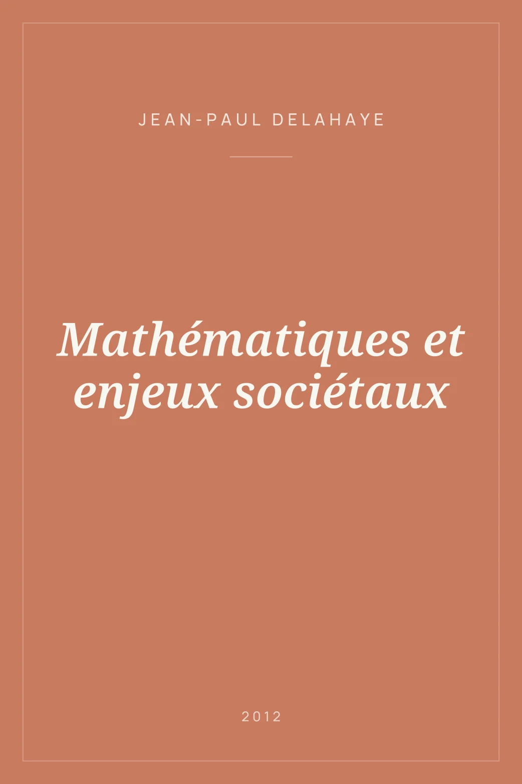 Portada de Mathématiques et enjeux sociétaux