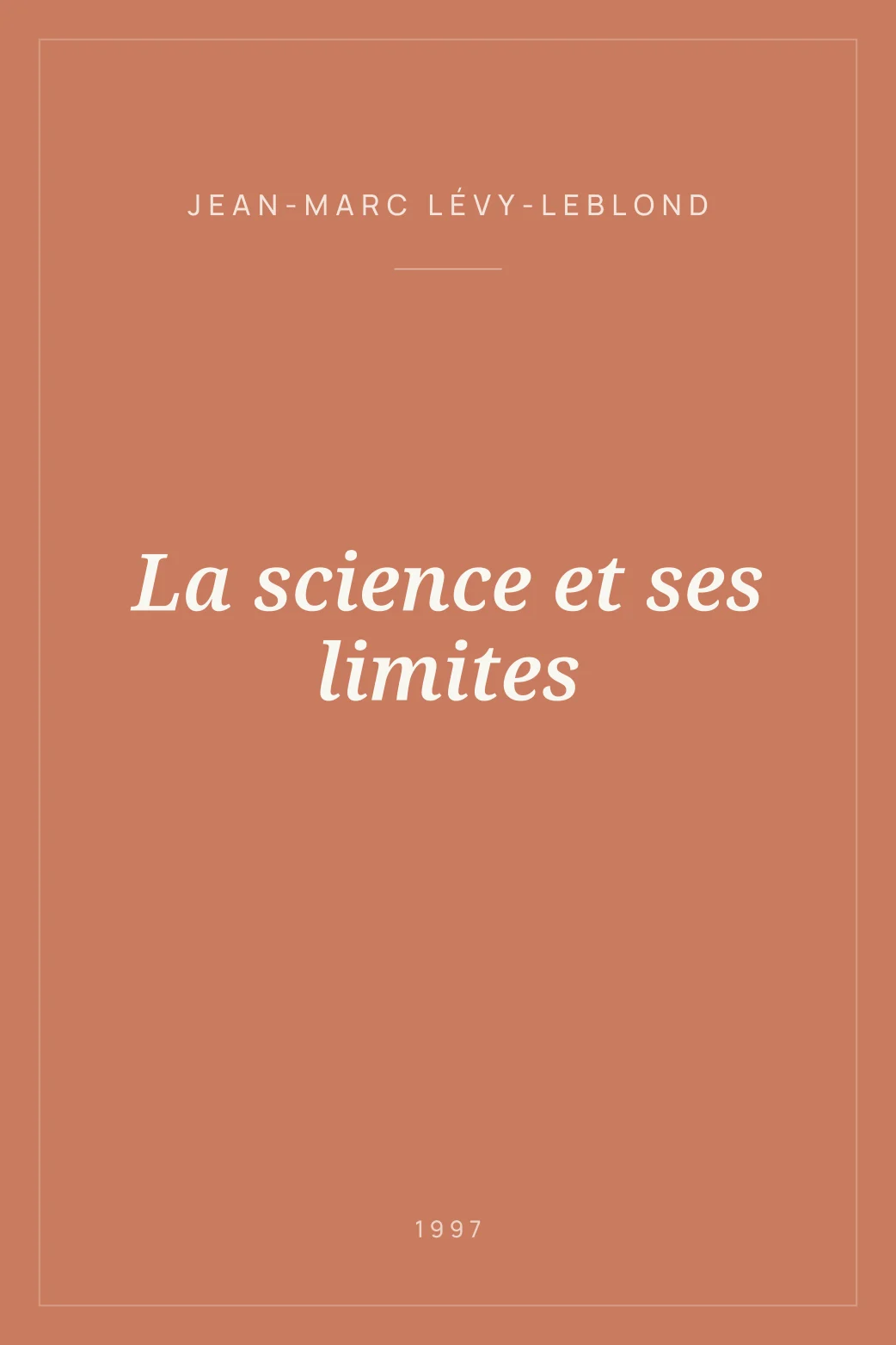 Portada de La science et ses limites