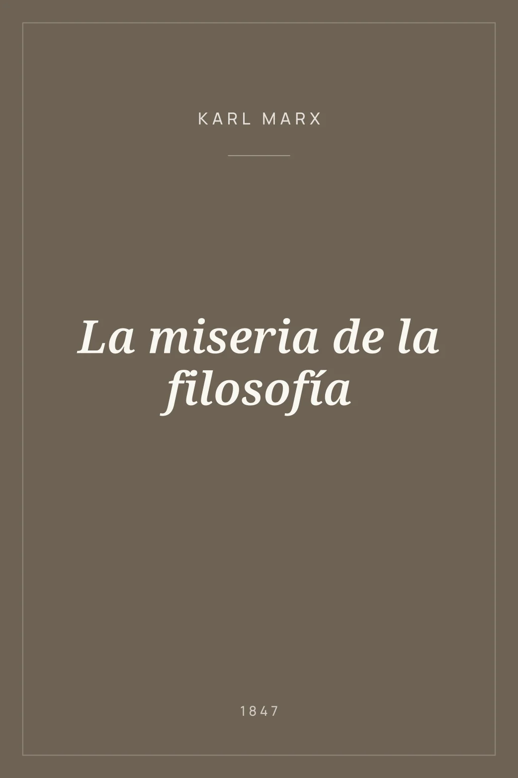 Portada de La miseria de la filosofía