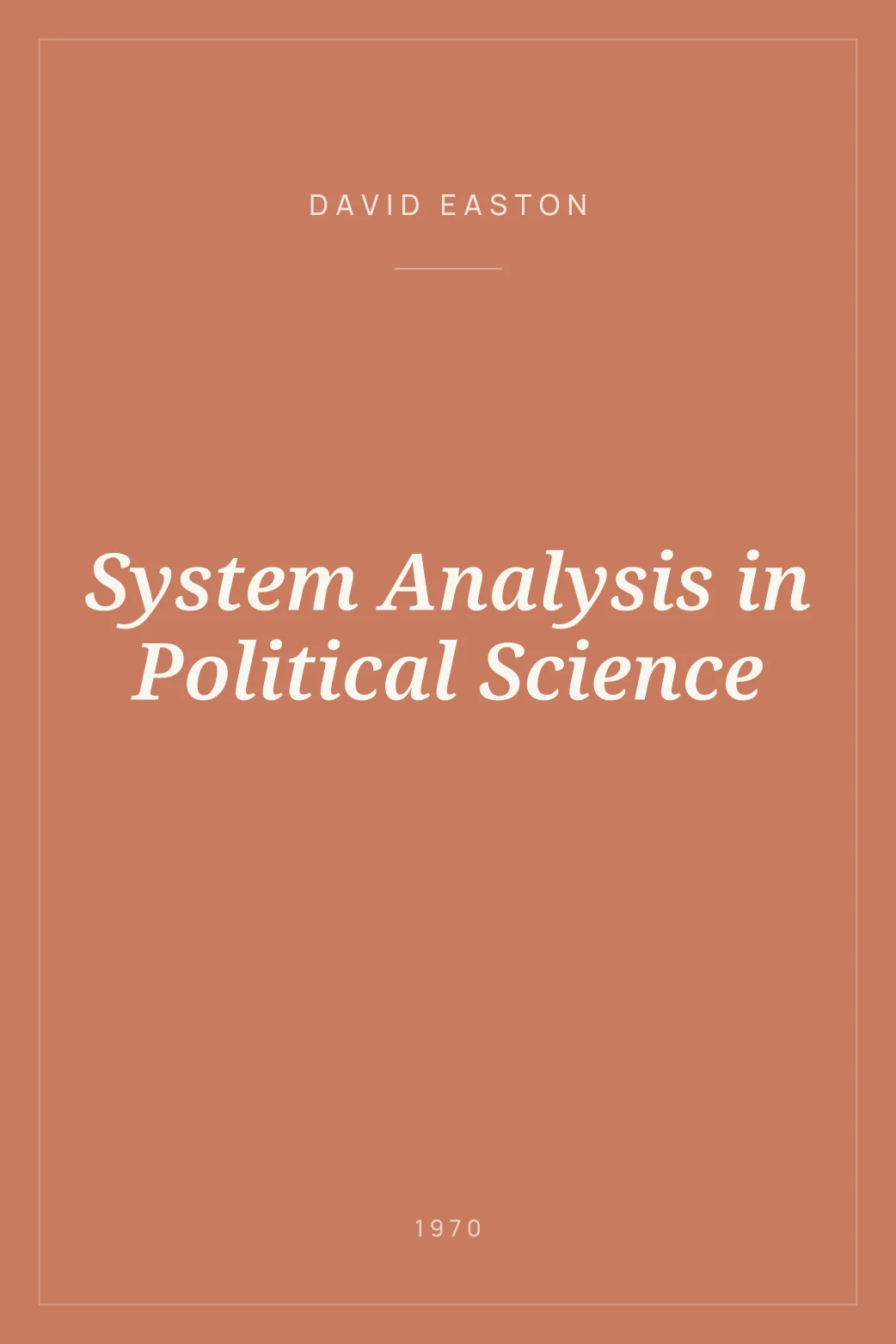 Portada de System Analysis in Political Science