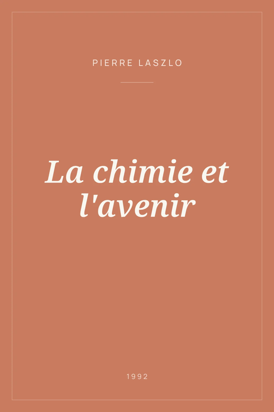 Portada de La chimie et l'avenir