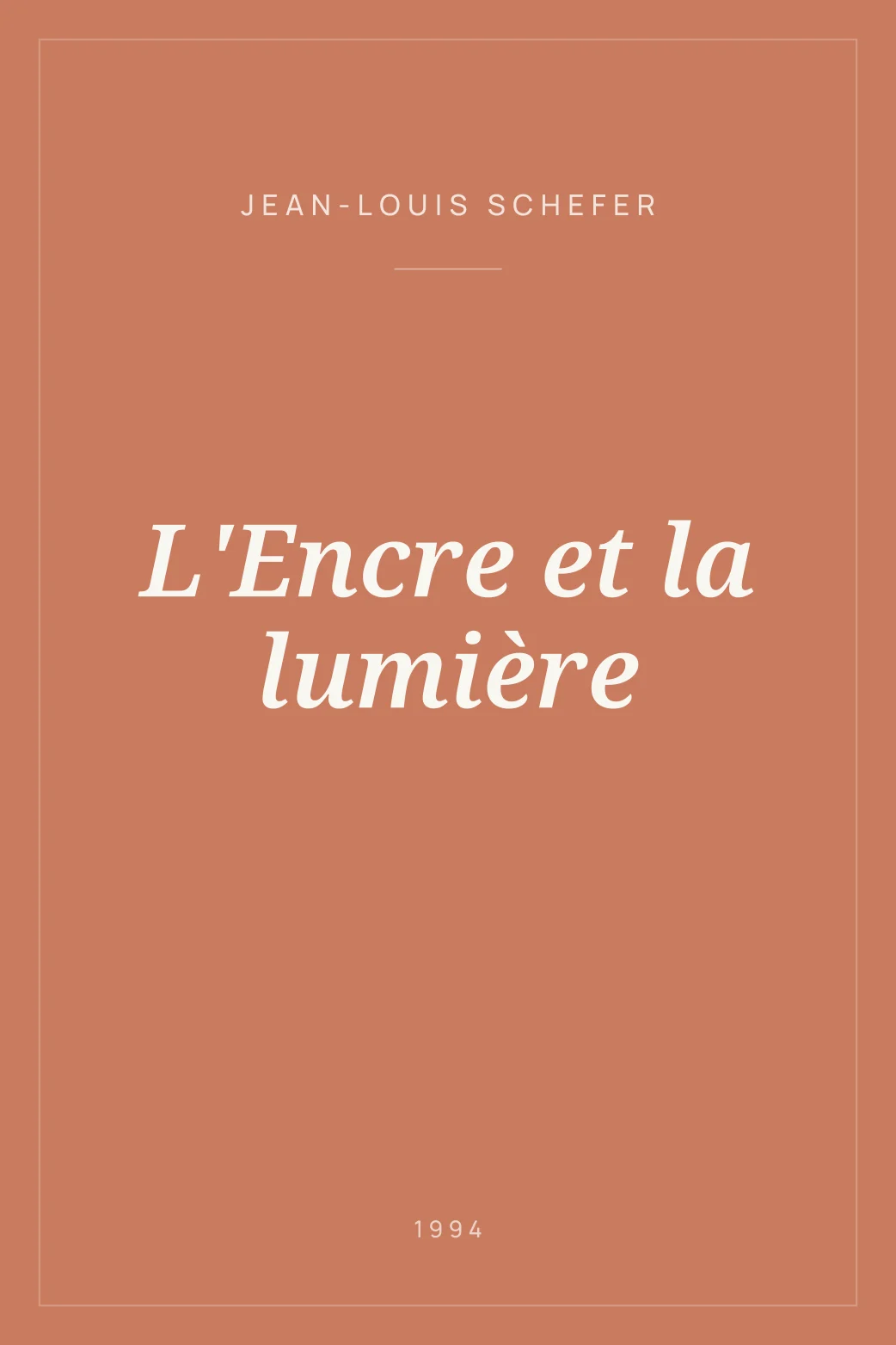 Portada de L'Encre et la lumière